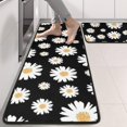 thumbnail image 2 of Kitchen Rugs Sets Of 2,Black Daisy Flower Golden Centers Pattern Anti Fatigue Kitchen Mat Rugs Non Slip Washable,Decorative Kitchen Floor Mats for Kitchen,Sink,Laundry,17"x47"+17"x47", 2 of 5