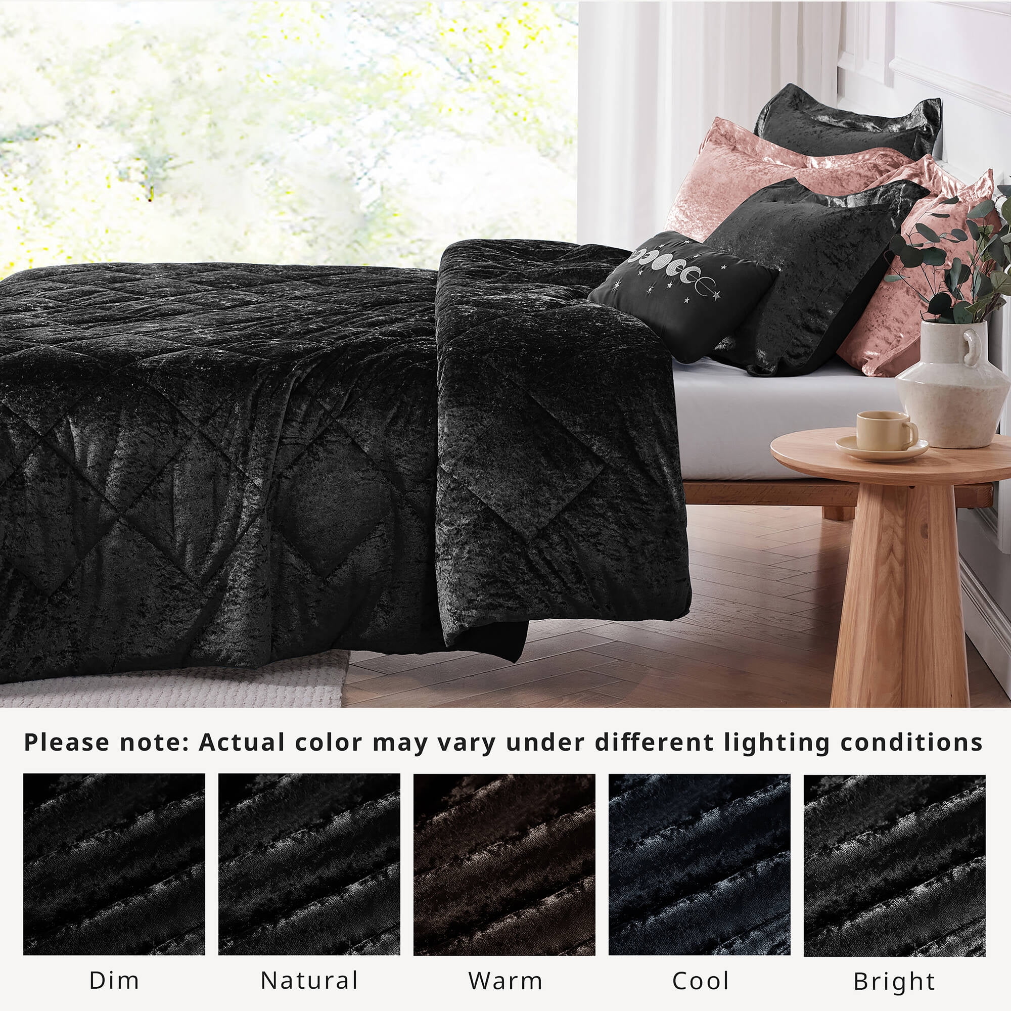 Regency Heights Twin/Twin XL Size Comforter Sets, Velvet Bedding Comforter Set for All Seasons, Black Bedding Set with Decor Pillow for College Dorm, 3-Piece