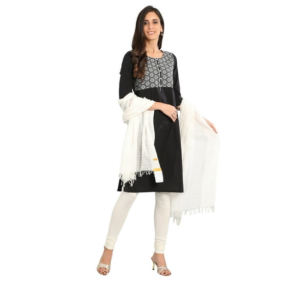 Black Essential Round Neck Kurta-Large