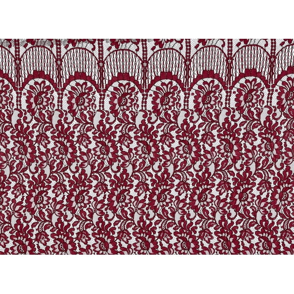 Zelouf Aim 2 Tone Floral Lace W/corded [1 1/2 Panel]  , Sewing, DIY, Crafts Fabric by the Yard, Luscious Wine/burgundy, 3 Yard