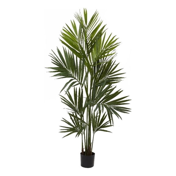 Pemberly Row 84" Kentia Palm Silk Tree with 230 Palm Leaves in Green/Black