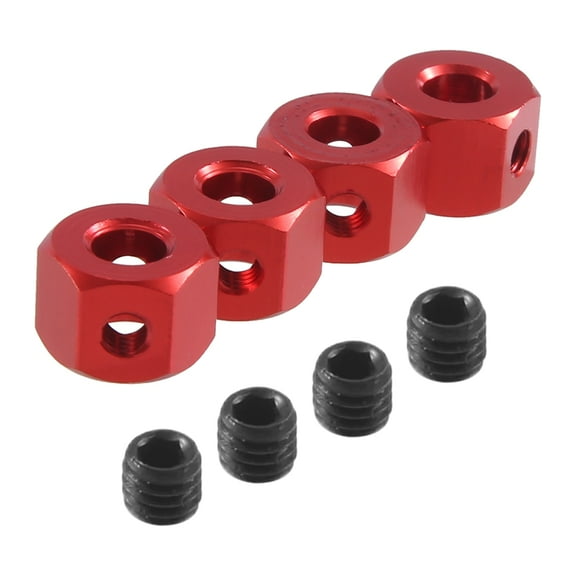 4PCS 5mm to 12mm Combiner Wheel Hub Hex Adapter for RC Car,Red