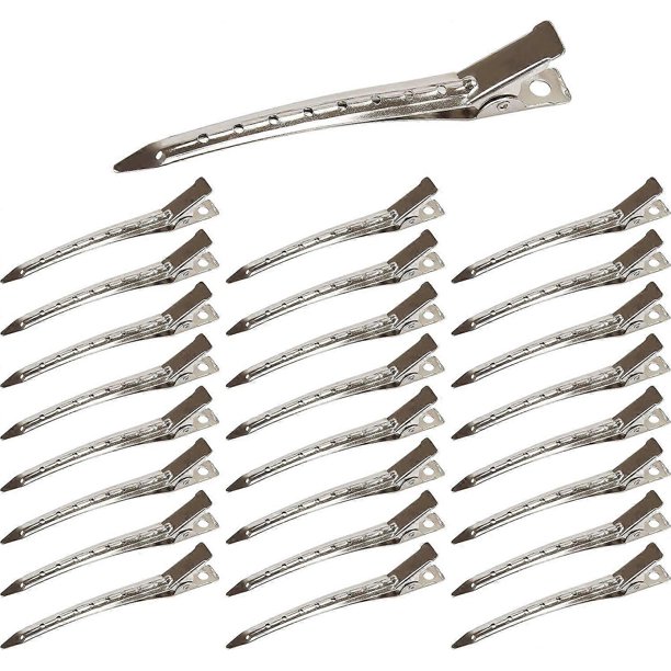 25 Pieces Duck Bill Hair Clips, 3.5 Inch Rustproof Metal Alligator Curl Clips with Holes for Hair Styling, Thick Hair Sectioning, Salon, Bows DIY