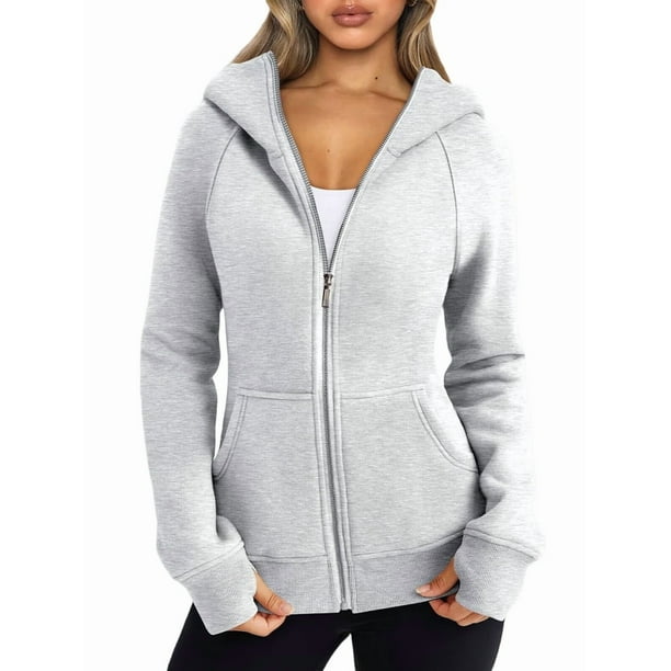 Sudaderas con Capucha y Cremallera para Mujer, Chaquetas de Forro , Sudaderas de Gran Tamaño, Conjuntos de Moda de Otoño, Suéteres, Ropa de Invierno. Gris S