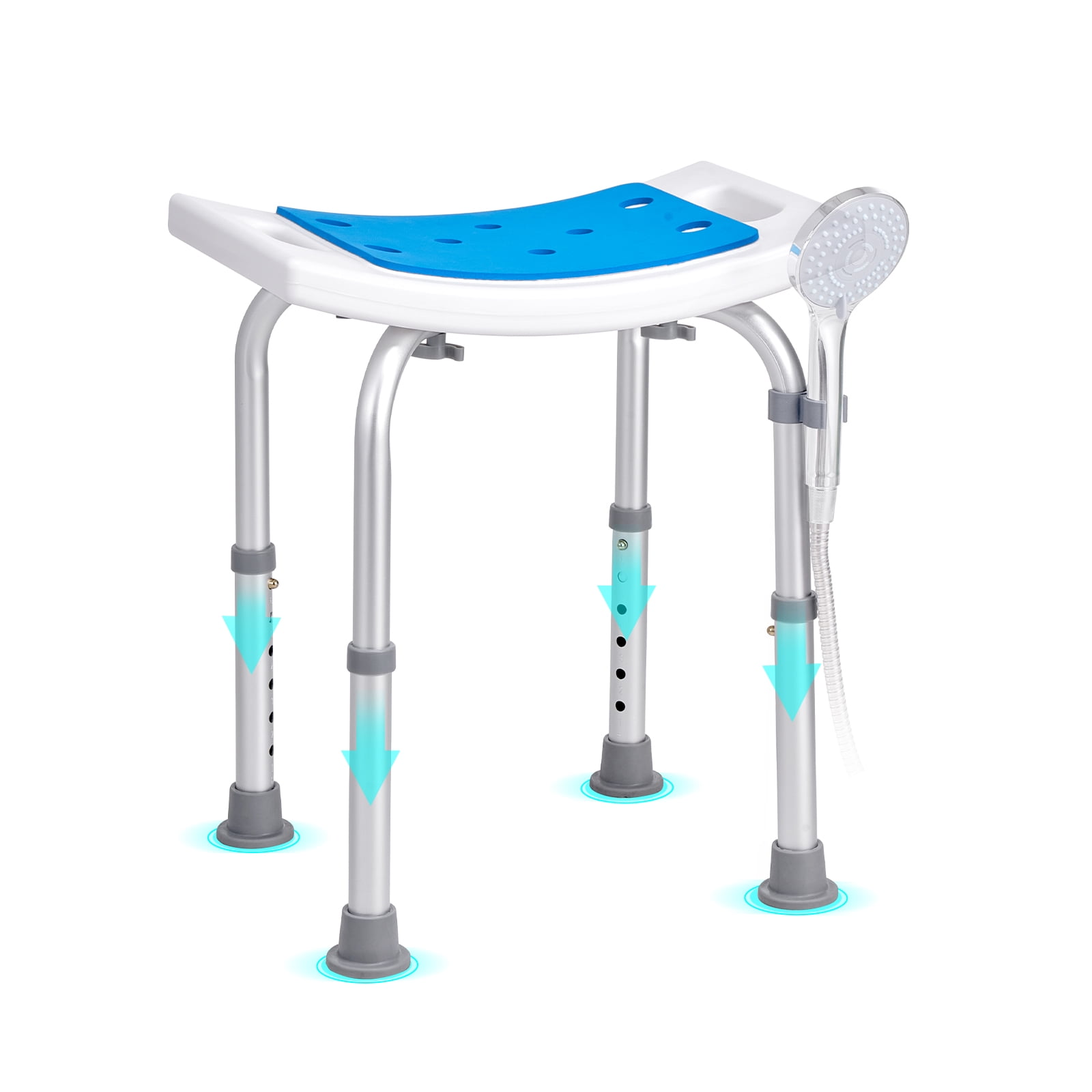 VEVOR Shower Chair, Adjustable Height Shower Stool, Shower Seat for Inside Shower or Tub, 350 LBS Capacity