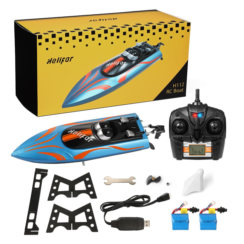 H112 Remote Control Boat for Kids and Adults 2.4Ghz 20+KM/H 4 Channel High Speed RC Boat for Pools and Lakes RC Boat with 180° Flipping Rechargeable Battery Electric Racing Boat for Boy and Girl
