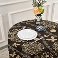 thumbnail image 6 of Coolnut Gold Paisley Round Tablecloth, Washable Oil Proof Table Cover for Kitchen Holiday Party Wedding Picnic Decoration, 6 of 7