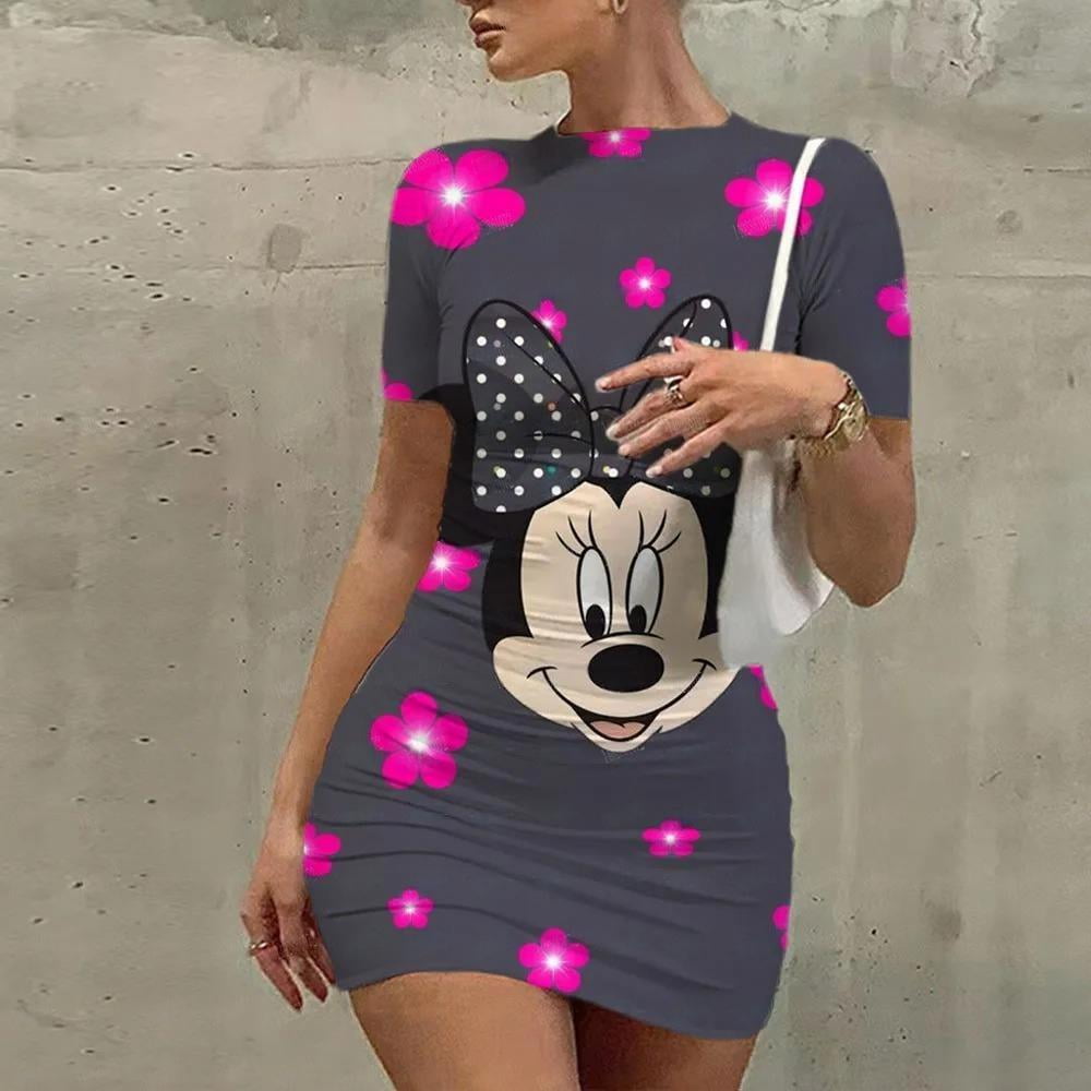Minnie Mouse women's tight sexy dress Mickey Disney cartoon printed casual  top summer hip hugging skirt short skirt mini dress - Walmart.ca