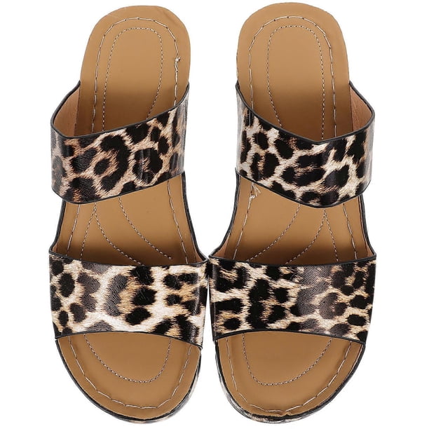 Leopard Print Sandals For Women Comfortable Wedge Footwear For Beach Parties And Daily Life Size 37 1 Pair