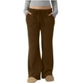 thumbnail image 2 of Riecok Jogging Pants for Women Mid Waist Drawstring Flared Solid Color Workout Lounge Trousers with Pockets, 2 of 8