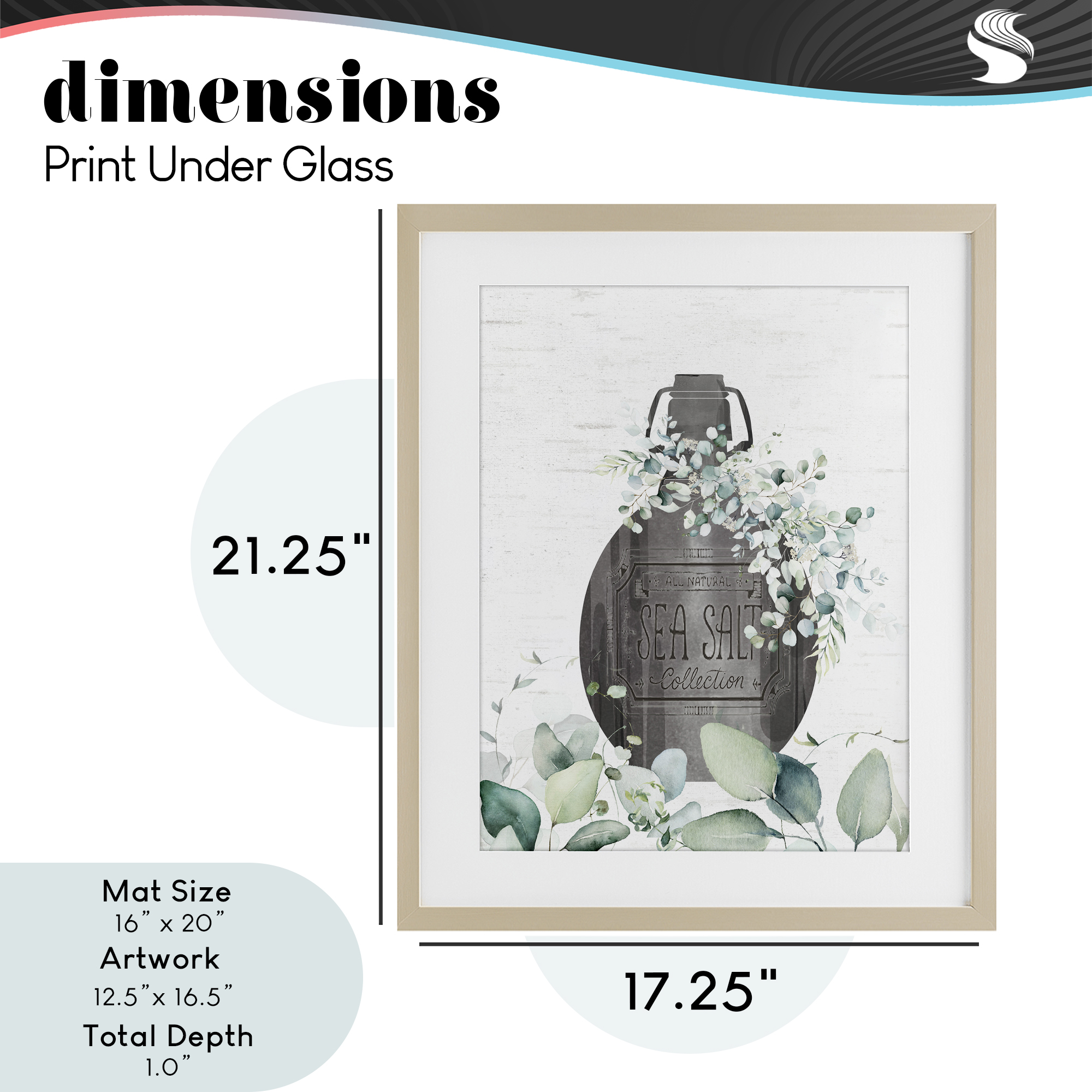 Sea Salt Collection Bottle Birch Framed Print Under Glass, design by Lettered and Lined