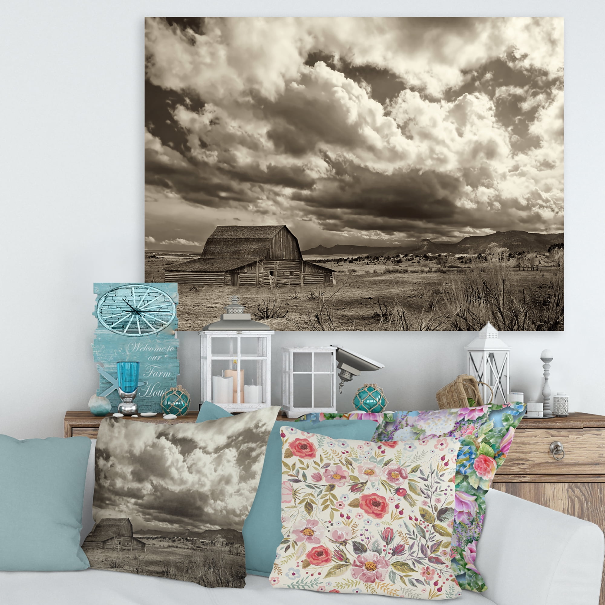 Designart ' Clouds After The Rain On The Prairie ' Traditional Canvas Wall Art Print