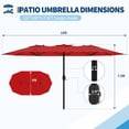 thumbnail image 4 of Ataucjin 15ft Patio Umbrella with Base Included,Outdoor Double-Sided Rectangle Market Umbrella,Rectangle Oversized Double Sided Pool Umbrellas, Double-Topped Patio Umbrella for Poolside Lawn Backyard, 4 of 8