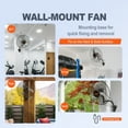 thumbnail image 3 of Wall Mount Fan, 18 Inch, 3-speed High Velocity Max. 4000 CFM Oscillating Industrial Wall Fan, Commercial or Residential for Warehouse, Greenhouse, Workshop, Patio, Basement, 3 of 7