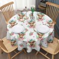 thumbnail image 3 of White Highland Cow Flower Bow Pattern Round Tablecloth 60"x60",Wrinkle Wipeable Table Cloth for Kitchen Dining Room Picnic Patio Party, 3 of 6