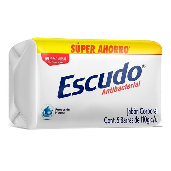 Jabón en barra Escudo antibacterial protección neutra 5 pzas de 110 g c/u
