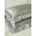 thumbnail image 5 of MOVE OVER Grey Ruffle Pillowcases King, Silky Satin Pillow Cover Set of 2, Luxury Satin Ruffle Pattern, 2 Pack, 5 of 8