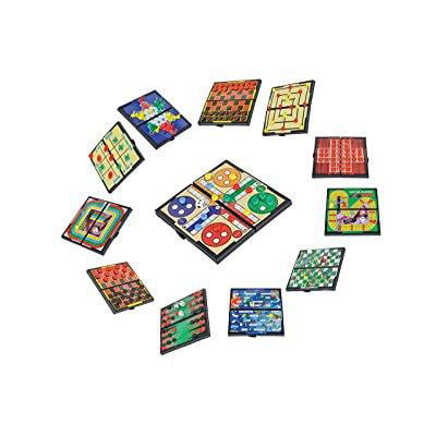 magnetic travel board games-road trip entertainment, checkers, chess, chinese checkers, tic tac toe, backgammon, snakes and ladders, solitaire, nine mens morris, auto racing, ludo, space
