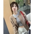 thumbnail image 3 of Mujer otoño moda amor botones Color sólido cuello redondo manga larga prendas de punto ropa de mujer coreano Casual tejido cárdigan abrigo, 3 of 5
