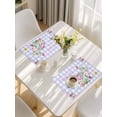 thumbnail image 5 of Easter Bunny Placemats Set of 4, Spring Flower Daisy Tulips Purple Plaid Placemats for Dining Table, Place Mats for Kitchen Tabletop, Waterproof Wipeable Dining Table Mats Set, 5 of 9