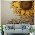 thumbnail image 4 of Fenyluxe  Sunflower Flower Tapestry, White Sunflower Sketch Design Picnic Mat Hippie Trippy Tapestry Wall Art Meditation Decor for Bedroom Living Room, Brown White 50x40inch, 4 of 6
