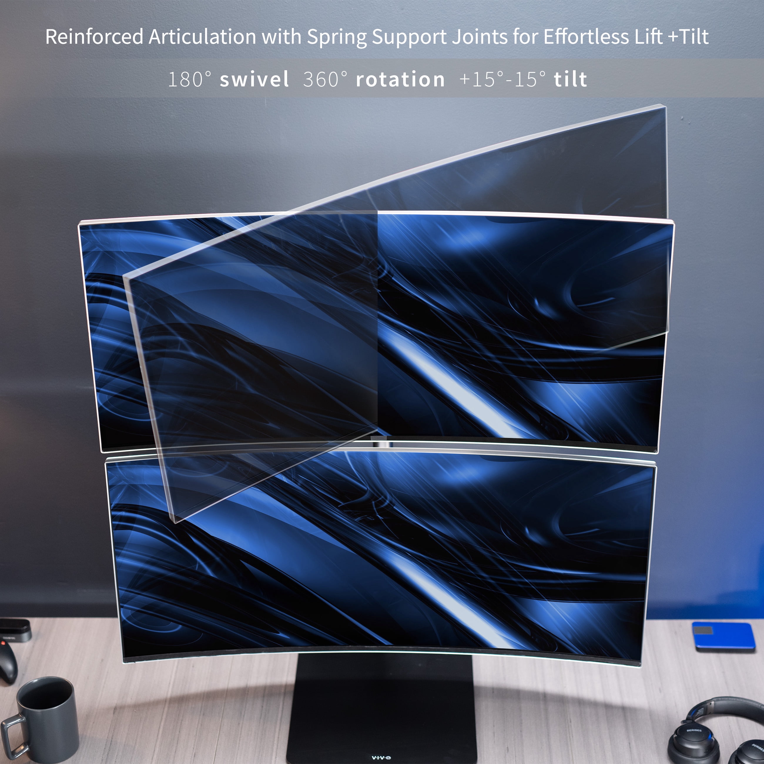 VIVO Dual Ultrawide Monitor Desk Stand, Adjustable Mount for 2 Screens up to 45"