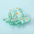 thumbnail image 5 of KIMI BEAR Infant Baby Girls One-piece Swimsuits 12-18 Months Summer Beach Wear Sleeveless Bowknot Bathing Suit Ruffle Daisy Print Swim Clothing with Hat and Headband 3pcs Green, 5 of 8