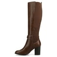 thumbnail image 3 of Journee Womens Avalonn Buckle Strap Knee High Stacked Heel Inside Zipper Comfort Dress Boots, 3 of 9