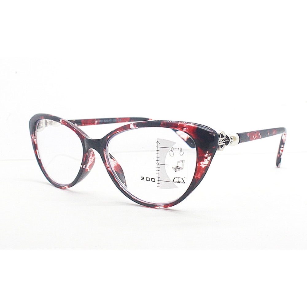Blue Light Blocking Cat Eye Retro Progressive Reading Glasses 1.50 for Women, Red Tortoiseshell Multi-focus Readers +1.50 Strength