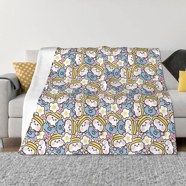 Fotbe Cute Rabbit Manta de Franela con Estampado, Manta Ultrasuave para Cama, Sofá, Auto, Hipoalergénica y Antibolitas-40"x30"