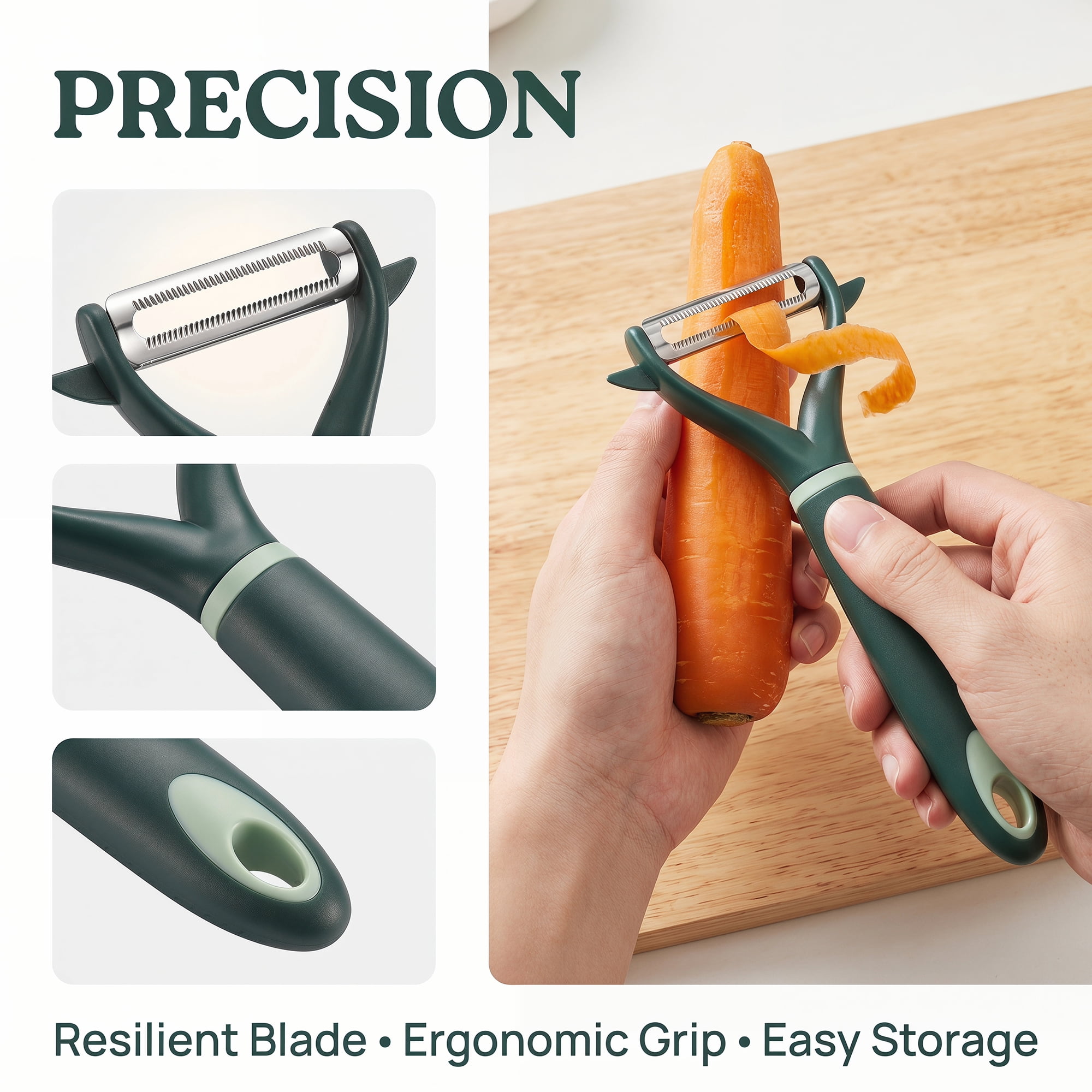 Unique Bargains Stainless Steel Peeler with Ergonomic Handle Emerald Green 6.7" x 3"