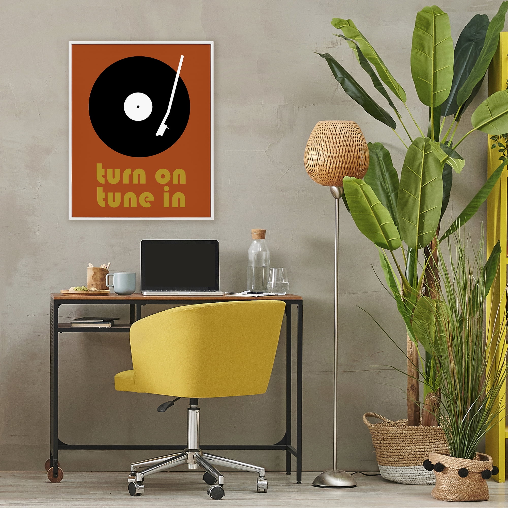 Stupell Industries Turn On Tune In White Framed Giclee Art, design by Tom Quartermaine