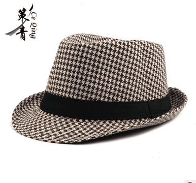 Houndstooth Fedora Hat Winter Hat 