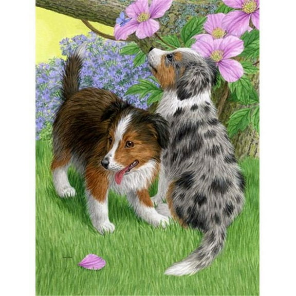 Sheltie Puppies Flag Garden Size