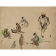 thumbnail image 2 of Jan Ciągliński 18x15 Black Ornate Wood Framed Double Matted Museum Art Print Titled - Monkeys. from the Journey to India (1907), 2 of 5