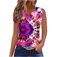 thumbnail image 2 of Nrmvnmi Plus Size Tank Tops for Women V Neck Sleeveless Tie Dye Shirt Casual Summer Solid Color Oversized Tanks Mothers Day Gifts, 2 of 5