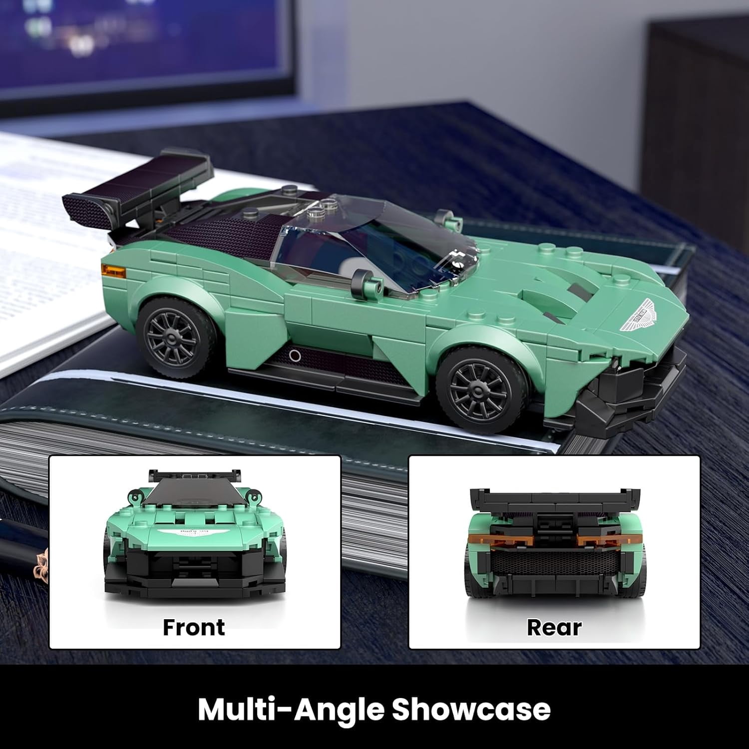 Super Sports Car Building Set with Display Case, 384 Piece Race Car Model Construction Toy for Adults, Collectible Vehicle Building Blocks Kit