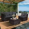 thumbnail image 3 of Costway 4PCS Patio Rattan Furniture Set Sofa Ottoman Cushion Garden Deck Grey, 3 of 12