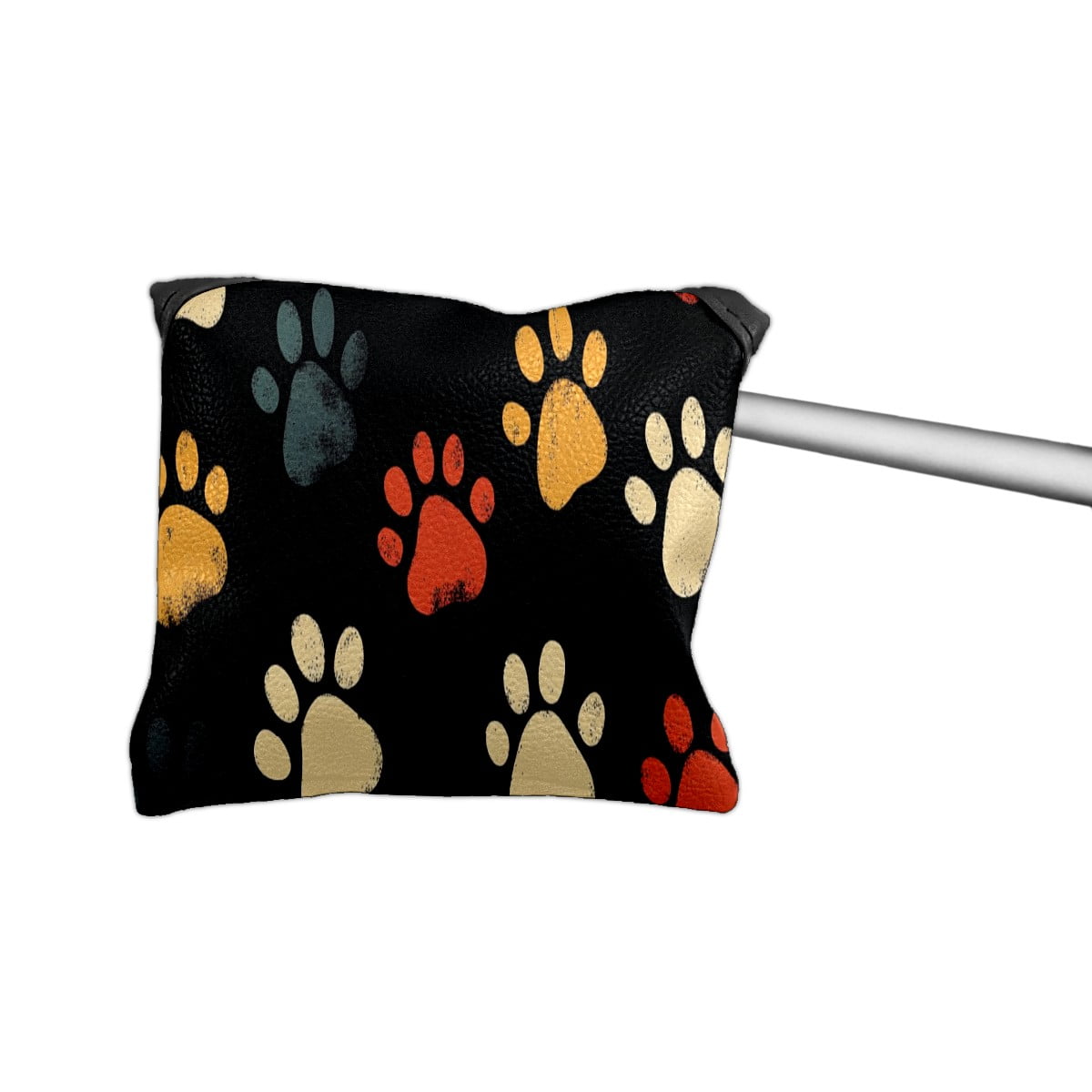 Golf Mallet Putter Cover Premium Leather Waterproof Golf Putter Head Cover with Magnetic Closure Colorful Dog Paw Prints