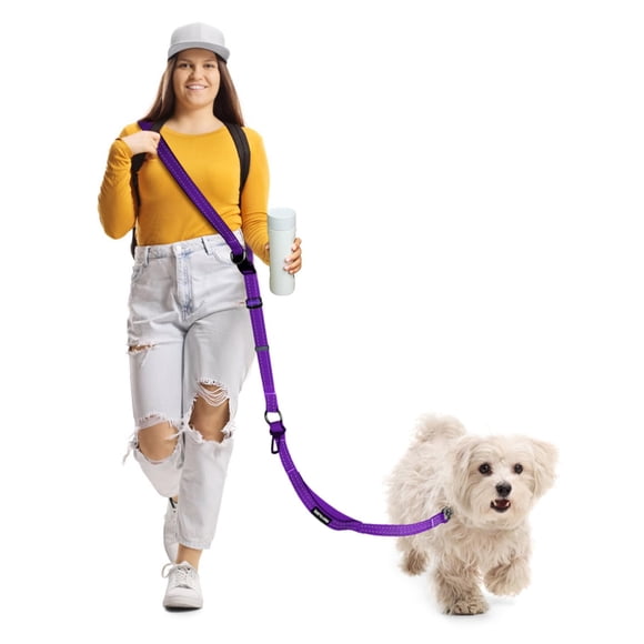Correa de manos libres para perros WANFIRE de 1,8 a 2,9 m, reflectante, color morado