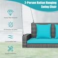 thumbnail image 5 of Patiojoy Outdoor Porch Swing Bench, Patio Wicker Hanging Swing with Rustproof Chains & Comfortable Cushions Turquoise, 5 of 10