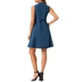 thumbnail image 3 of INSPIRE CHIC Women's Denim Sleeveless V Neck Belted Fit And Flare Shirt Dress, 3 of 5
