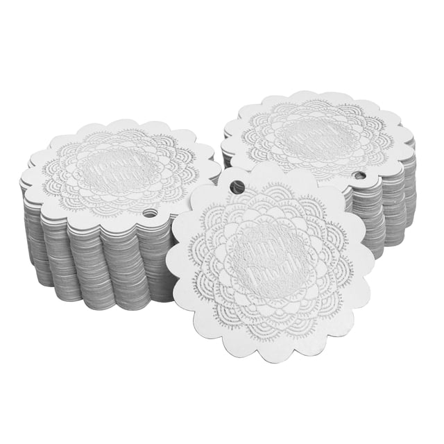 Inkdotpot Real Silver Foil Happy Diwali Tags Favor Hang Paper Tags 50 Pieces