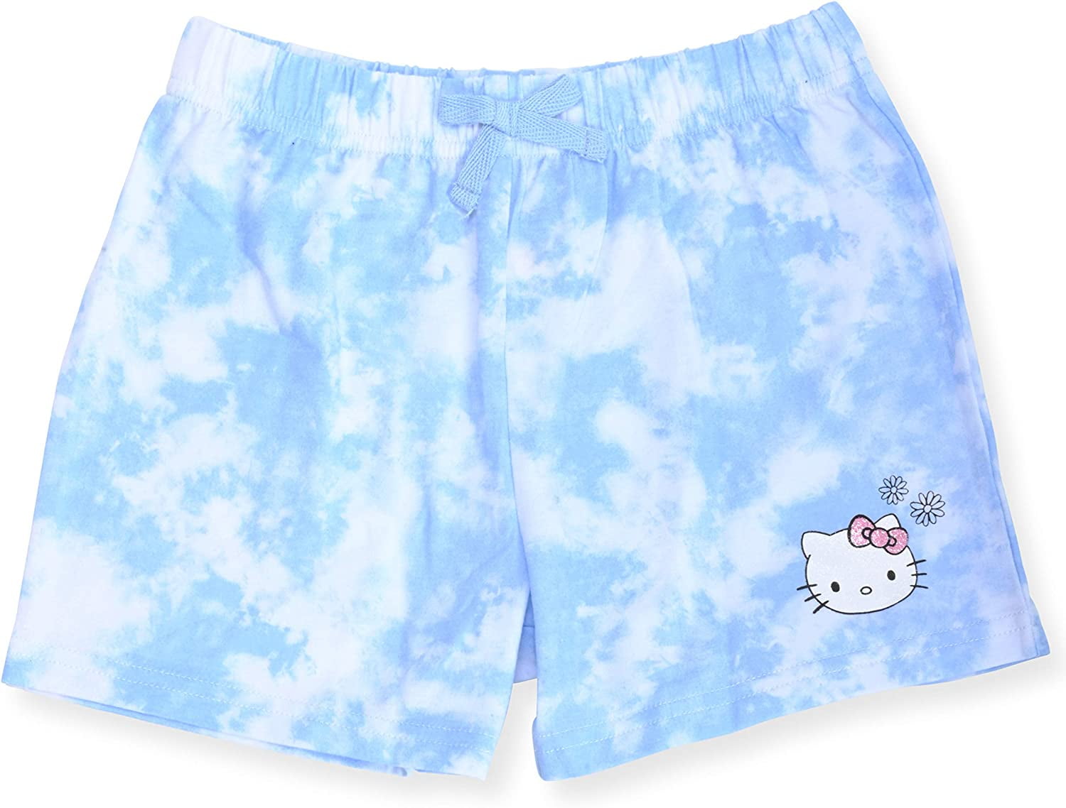 Hello Kitty Girls 2-Piece Fashion Tee Shirt and Active Short Set with Tie Front Top and Fashion Dolphin Shorts Summer Clothes