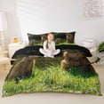thumbnail image 3 of Erosebridal Animal Capybaras Queen Duvet Cover Set For Teens,Brown Green Bedding,3 Pieces,No Comforter,Black Reversible, 3 of 6