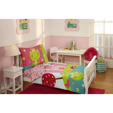 Everything Kids Fairytale Pink, Green and Teal 4 Piece Toddler Bed Set