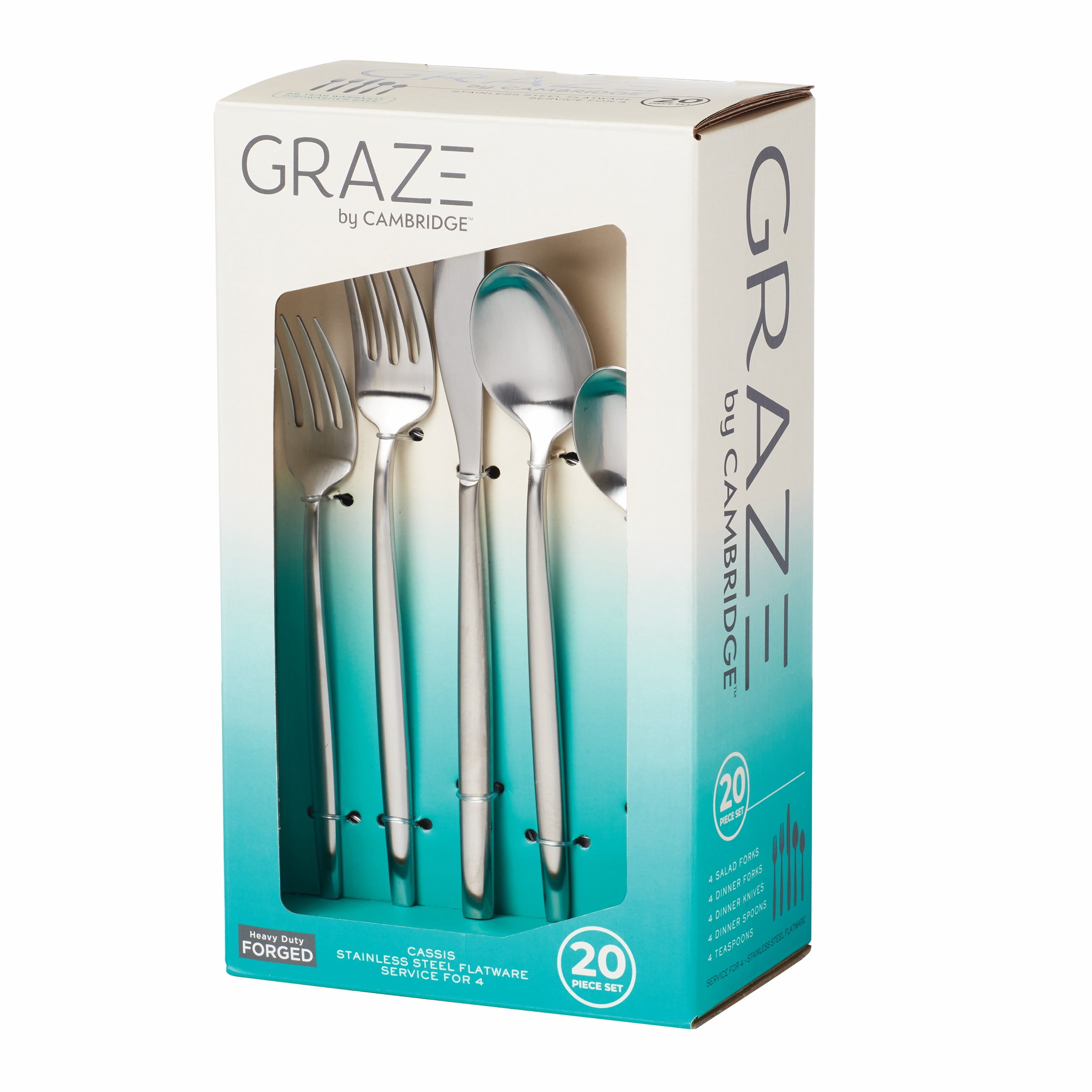 Graze by Cambridge Kiki 20-Piece Satin Flatware Set for 4