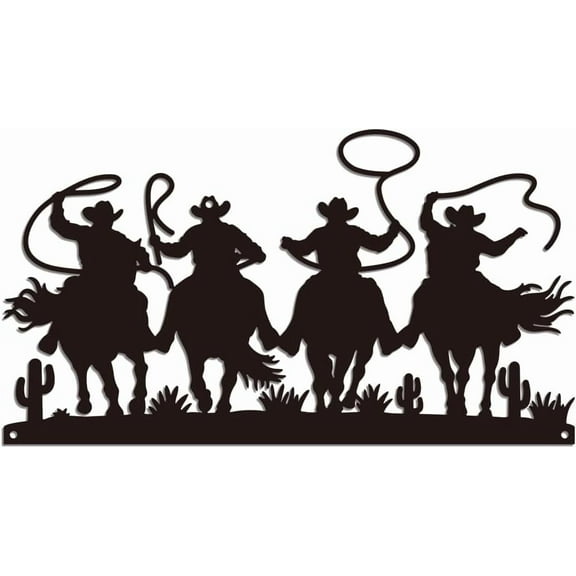 Western Cowboy Metal Wall Art Decor Vintage Cowboy Metal Wall Art Sculpture Decorative Black Horse Western Hanging Ornament