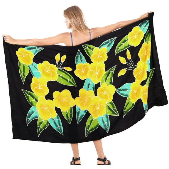 HAPPY BAY Women's Beachwear Summer Bikini Wraps Beach Wrap Sarong Coverups Skirt Swimsuit Swimwear Bathing Suit Swim Cover ups for Womens One Size Coal, Leaves