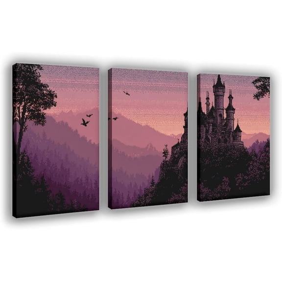 Hieng Wall Art Planetary Galaxy Science Fiction Wall Decor Painting Visual Impact Beautiful Space Planet Canvas Print Poster Men Bedroom Decor Wrapped Canvas （Only canvas）